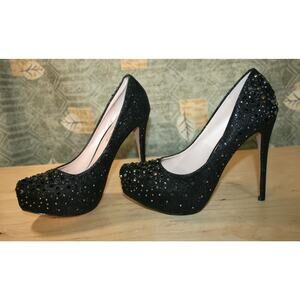 New Lauren Lorraine Black Bedazzled Pumps 11